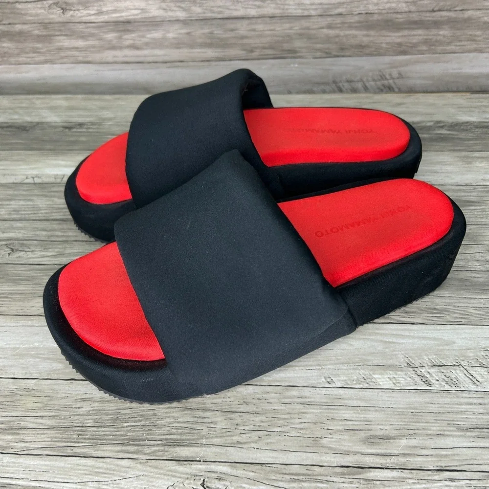 Adidas Y-3 Slides Yohji Yamamoto Black Red Slide Sandals Platform Size 8 Mens